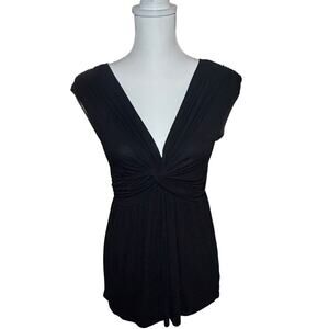 Y2K Soprano Black Front Twist Baby Doll Top Size Medium